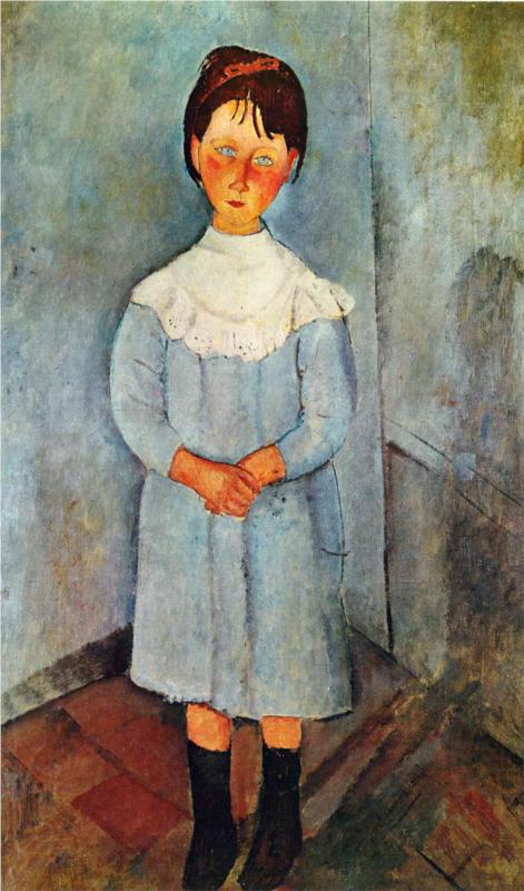 Little girl in blue - Amedeo Modigliani Paintings